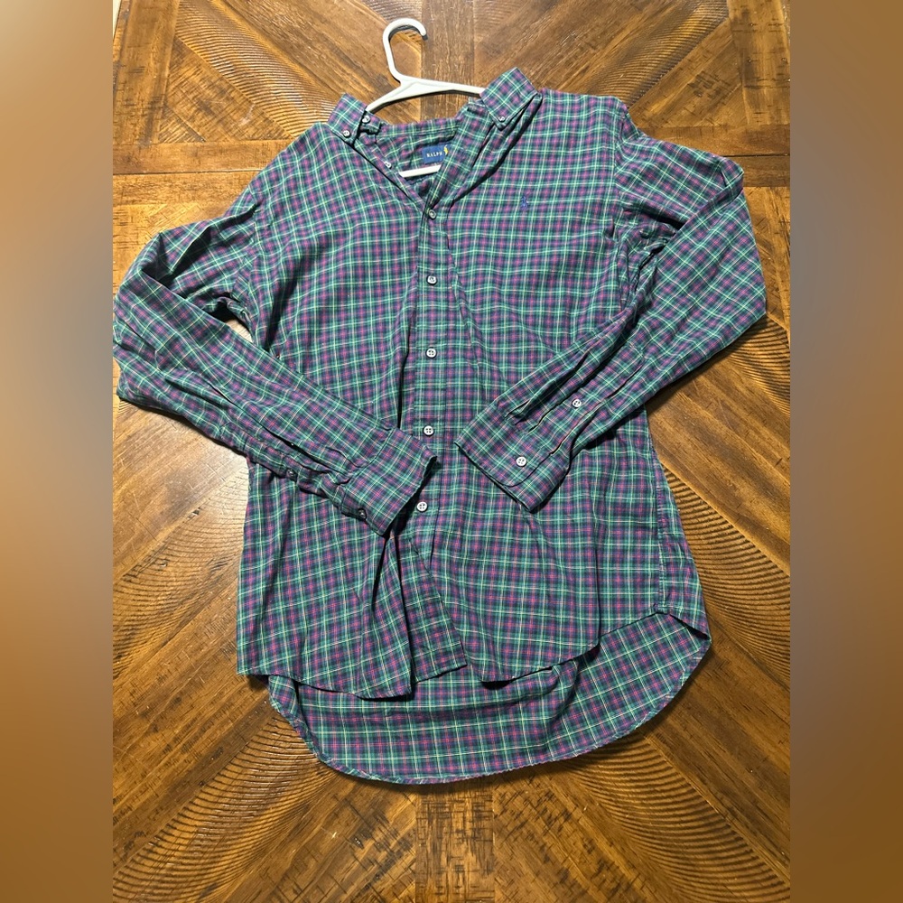 Polo Ralph Lauren Green and Purple Plaid Shirt